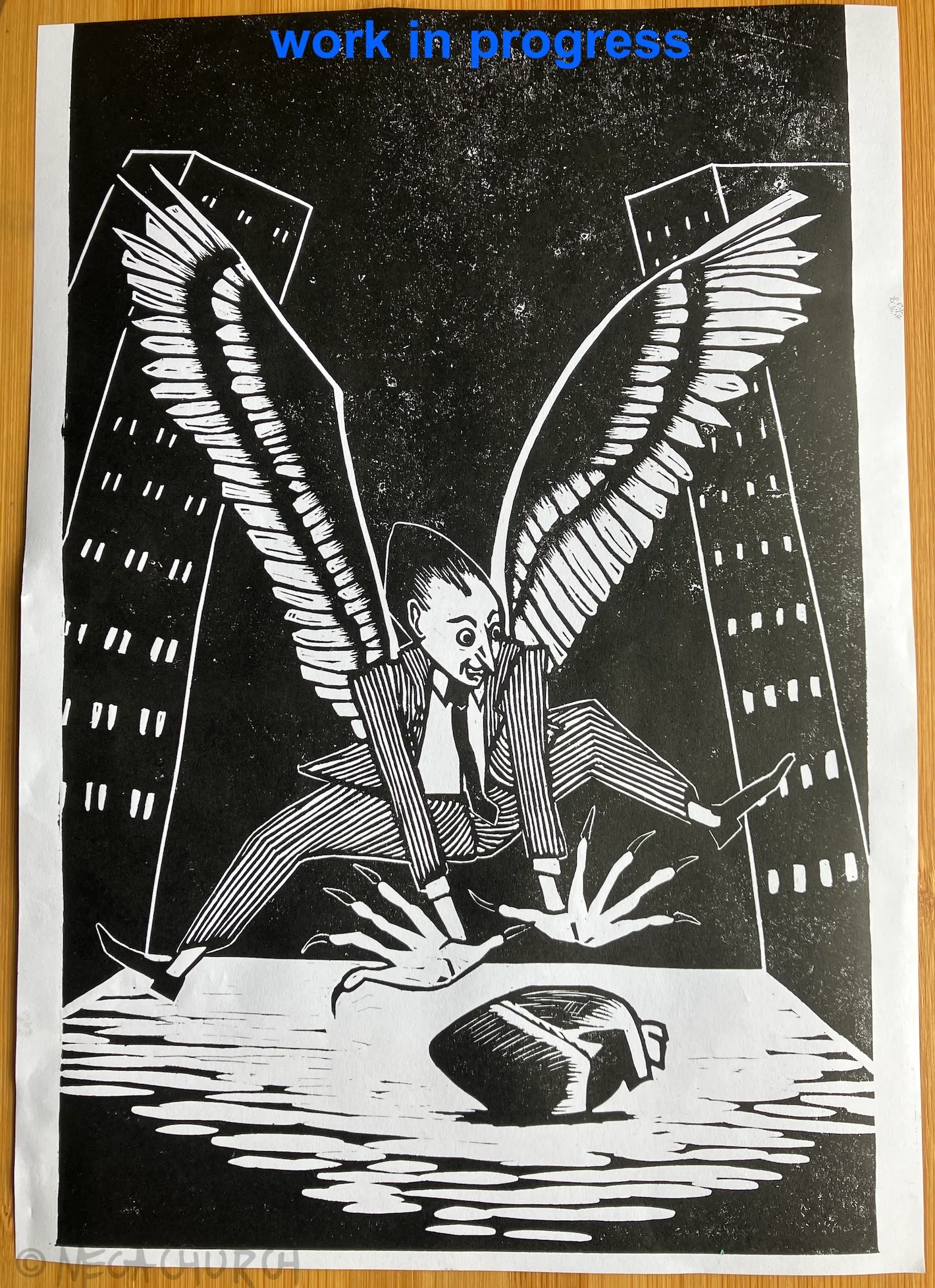 A work-in-progress test print of 'Bird of Prey'.