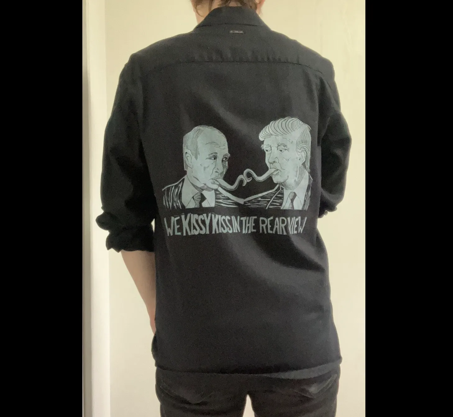 The Kissy Kiss tee-shirt as worn by a model.